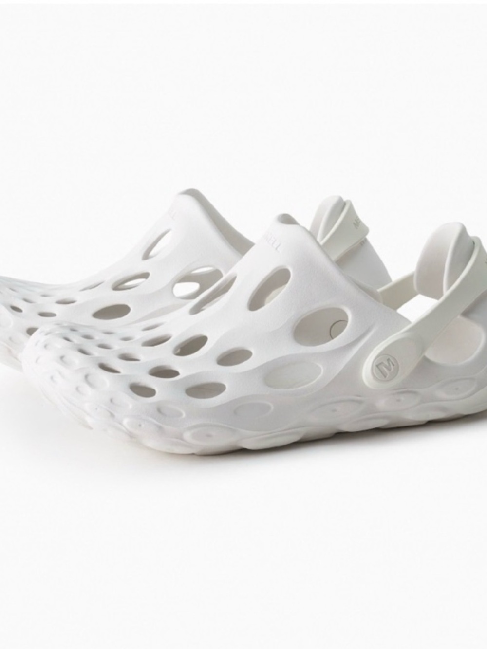 Merrell White Perforated Slip-On Sandals with Heel Strap